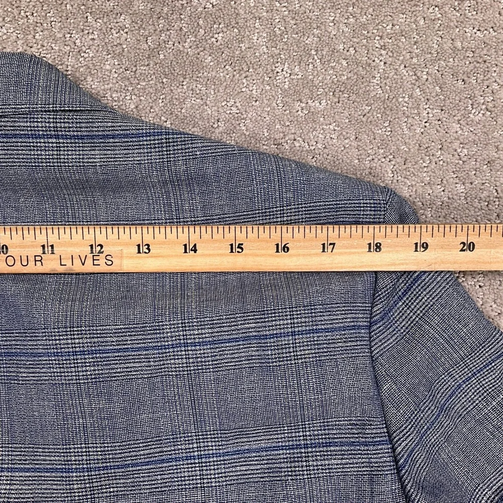 Hart Schaffner Marx Blazer Mens Large Blue Glen Plaid Surgeon Cuffs Linen Jacket